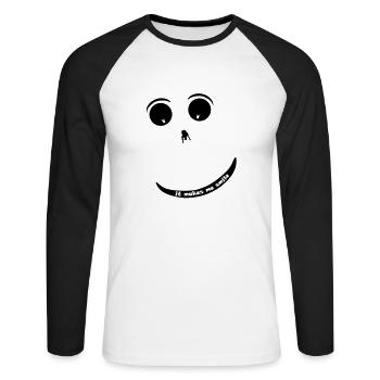 Paragliding Smiley - Unisex Baseballshirt langarm - Weiß/Schwarz - Vorne - Nik (191cm)