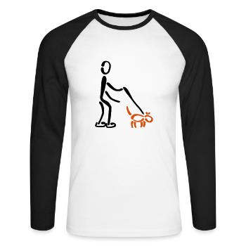 Gassi Hund 2C - Unisex Baseballshirt langarm - Weiß/Schwarz - Vorne - Nik (191cm)