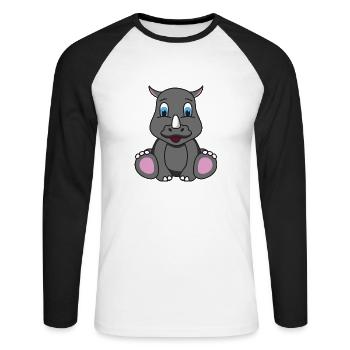 Rhino rhinos - Unisex Long Sleeve Baseball T-Shirt - white/black - Front - Nik (191cm)