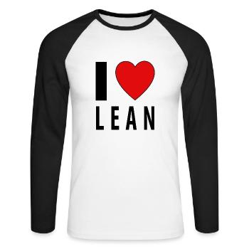 I heart LEAN - Unisex Long Sleeve Baseball T-Shirt - white/black - Front - Nik (191cm)