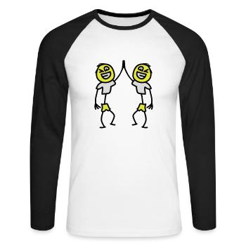 Two Friends - T-shirt baseball manches longues Homme - blanc/noir - Devant - Nik (191cm)