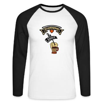 alsace bienvenue biere alcool humour region - T-shirt baseball manches longues Homme - blanc/noir - Devant - Nik (191cm)