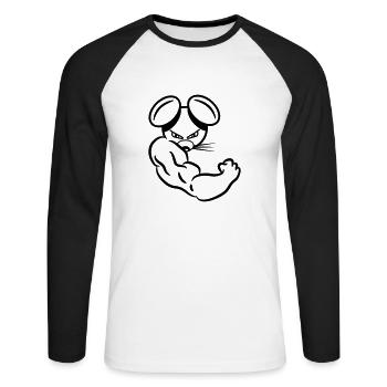 starke maus - Unisex Baseballshirt langarm - Weiß/Schwarz - Vorne - Nik (191cm)