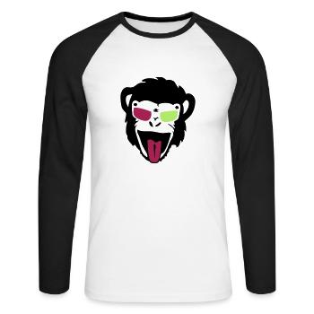 Gorilla-Affenkopf-Lünette - Unisex Baseballshirt langarm - Weiß/Schwarz - Vorne - Nik (191cm)