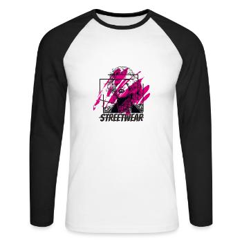 Streetwear art - Unisex Long Sleeve Baseball T-Shirt - white/black - Front - Nik (191cm)