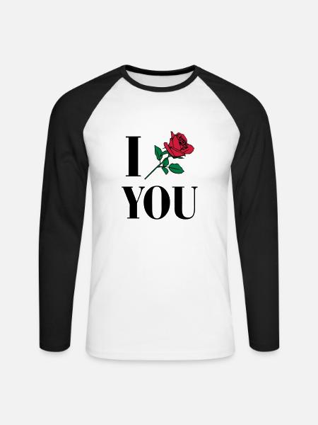 I Love You - Rose - Unisex Baseballshirt langarm - Weiß/Schwarz