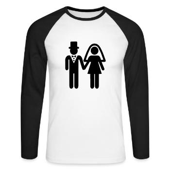 Hochzeit - Unisex Baseballshirt langarm - Weiß/Schwarz - Vorne - Nik (191cm)