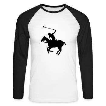 polo - Unisex Baseballshirt langarm - Weiß/Schwarz - Vorne - Nik (191cm)