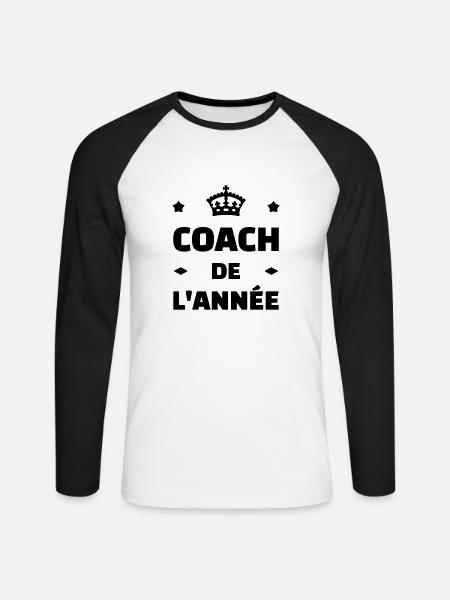 Coach / Coaching / Trainer / Sport - Unisex Baseballshirt langarm - Weiß/Schwarz