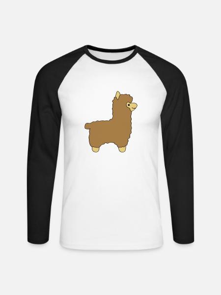 lama alpaca comic - Unisex Baseballshirt langarm - Weiß/Schwarz