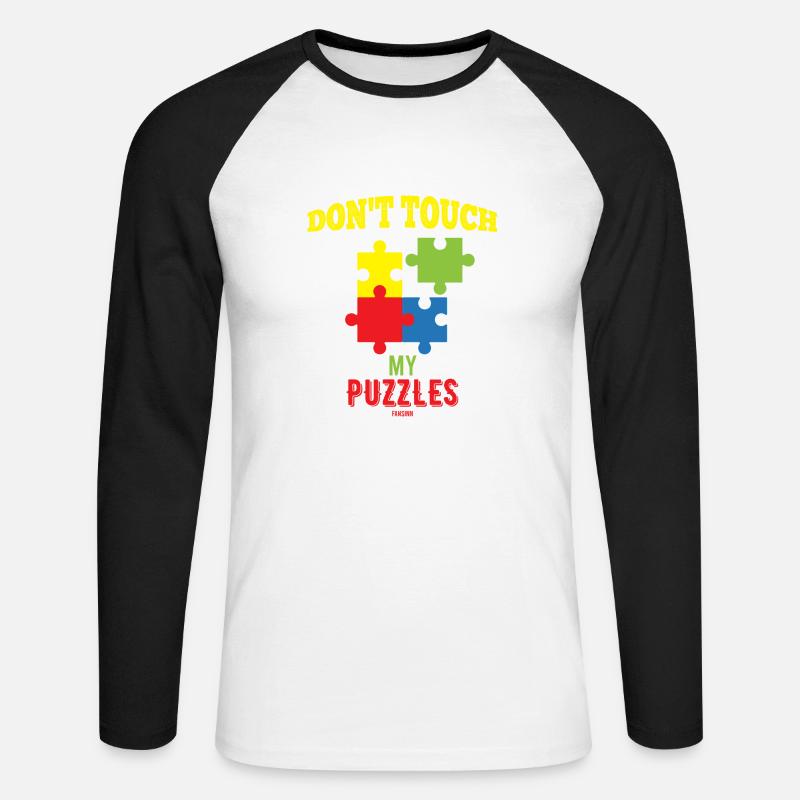Don´t Touch My Puzzles - Unisex Baseballshirt langarm - Weiß/Schwarz