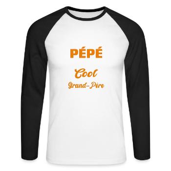 Pépé très Cool Cadeaux Fete des Peres Cadeau Pépé - T-shirt baseball manches longues Homme - blanc/noir - Devant - Nik (191cm)