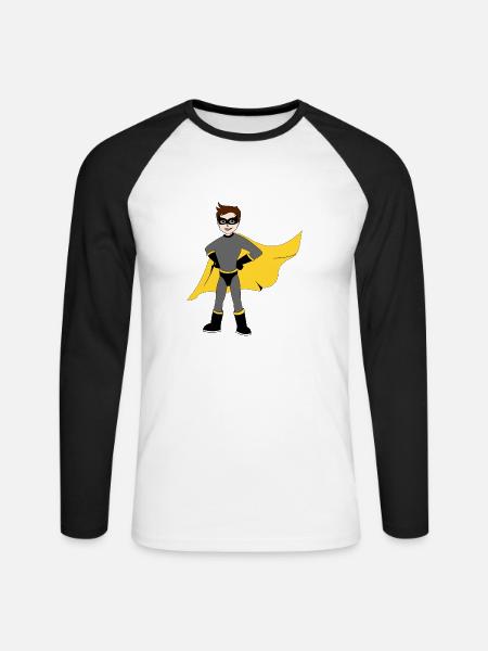 superhero - Unisex Long Sleeve Baseball T-Shirt - white/black