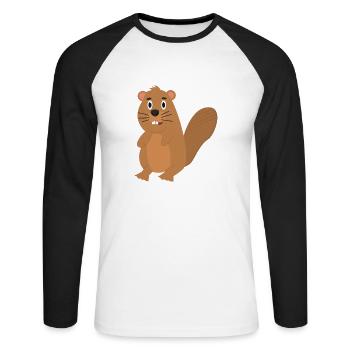 Beaver - Unisex Long Sleeve Baseball T-Shirt - white/black - Front - Nik (191cm)