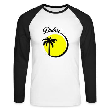 dubaï - T-shirt baseball manches longues Homme - blanc/noir - Devant - Nik (191cm)