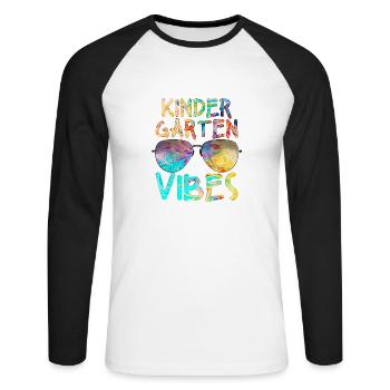 Maternelle Vibes Enseignante de maternelle - T-shirt baseball manches longues Homme - blanc/noir - Devant - Nik (191cm)