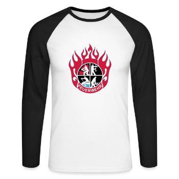 Flamme Feuerwehr Logo mod - Unisex Baseballshirt langarm - Weiß/Schwarz - Vorne - Nik (191cm)