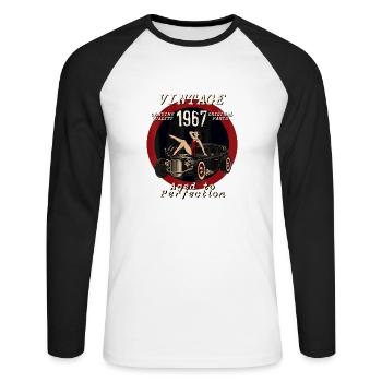 Vieilli de la perfection Hotrod Rebel Hot Rod PinUp Girl - T-shirt baseball manches longues Homme - blanc/noir - Devant - Nik (191cm)