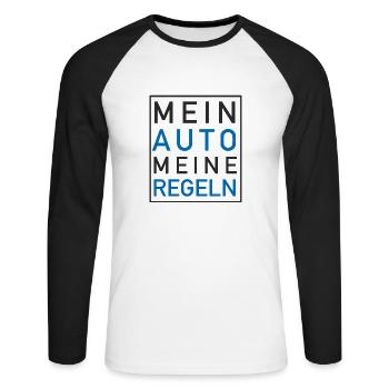 Mein AUTO meine Regeln - Unisex Baseballshirt langarm - Weiß/Schwarz - Vorne - Nik (191cm)
