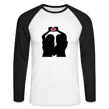 Handherz Silhouette Girlfriends - Unisex Long Sleeve Baseball T-Shirt - white/black - Front - Nik (191cm)