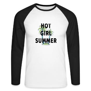 HOT GIRL SUMMER - Unisex Baseballshirt langarm - Weiß/Schwarz - Vorne - Nik (191cm)