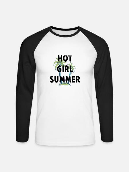 HOT GIRL SUMMER - Unisex Baseballshirt langarm - Weiß/Schwarz