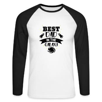 Meilleur papa de la galaxie - T-shirt baseball manches longues Homme - blanc/noir - Devant - Nik (191cm)