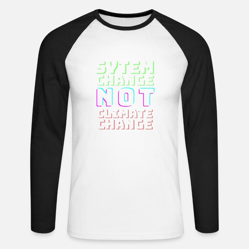 System Change not Climate Change - Unisex Baseballshirt langarm - Weiß/Schwarz