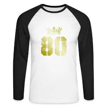 80 Number crown - Unisex Long Sleeve Baseball T-Shirt - white/black - Front - Nik (191cm)