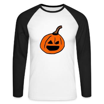 Halloween Pumpkin - Unisex Long Sleeve Baseball T-Shirt - white/black - Front - Nik (191cm)