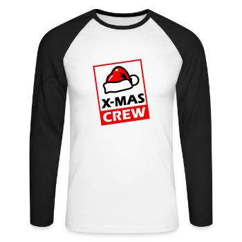 Christmas Crew XMAS Party - Unisex Long Sleeve Baseball T-Shirt - white/black - Front - Nik (191cm)