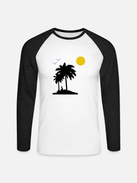 Palm trees - Unisex Long Sleeve Baseball T-Shirt - white/black