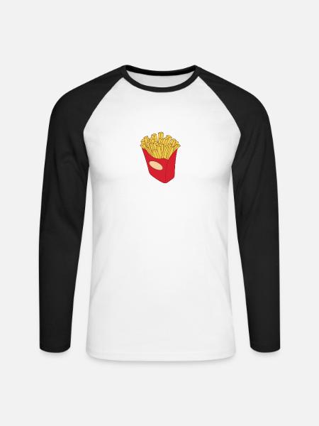 Fry day - T-shirt baseball manches longues Homme - blanc/noir