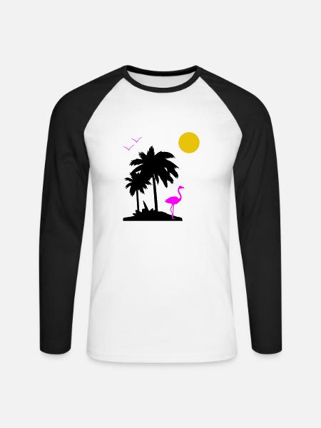 Palm Paradise - Unisex Long Sleeve Baseball T-Shirt - white/black