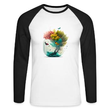 Der Miniaturwald - Unisex Baseballshirt langarm - Weiß/Schwarz - Vorne - Nik (191cm)