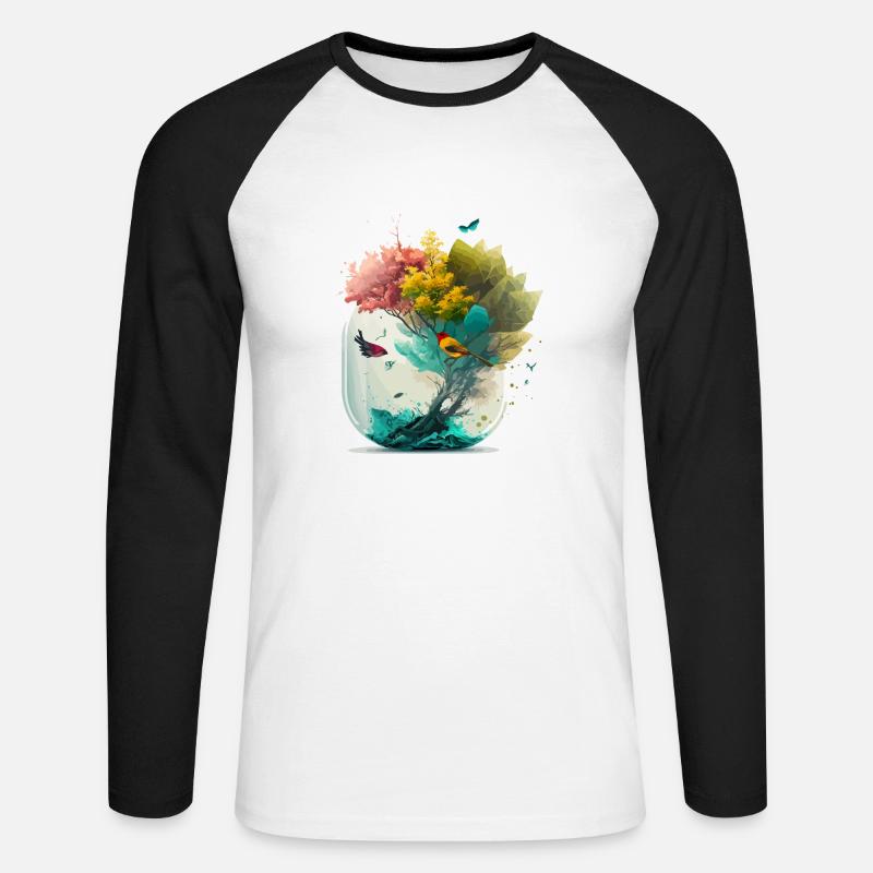 Der Miniaturwald - Unisex Baseballshirt langarm - Weiß/Schwarz