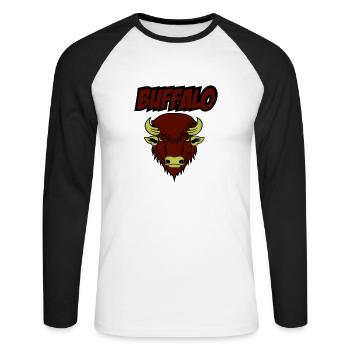 buffalo 001 - Unisex Long Sleeve Baseball T-Shirt - white/black - Front - Nik (191cm)