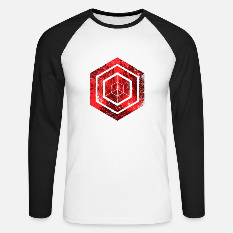 Hexagon-Programmierung Programmierer Codierung geometrisch - Unisex Baseballshirt langarm - Weiß/Schwarz