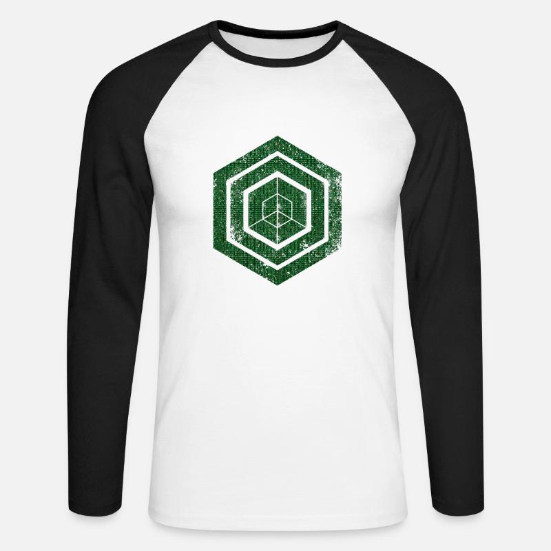 hexagon programming programmer coding geometric - Unisex Long Sleeve Baseball T-Shirt - white/black