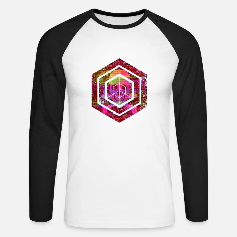 Hexagon-Programmierung Programmierer Codierung geometrisch - Unisex Baseballshirt langarm - Weiß/Schwarz