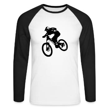 Triathlon Natation Bike Run Marathon - T-shirt baseball manches longues Homme - blanc/noir - Devant - Nik (191cm)