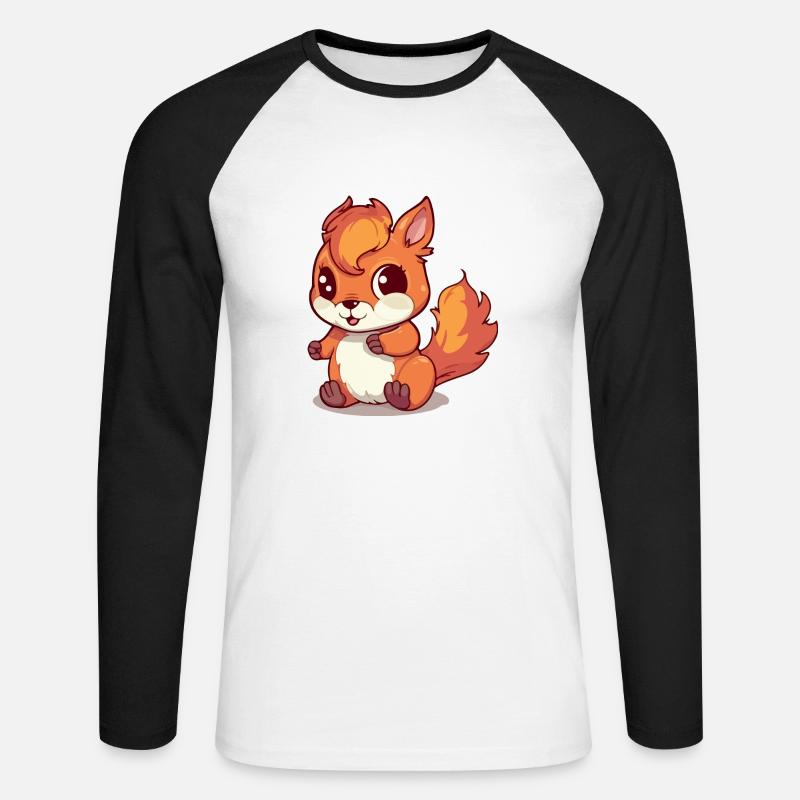 Matmat das Eichhörnchen - Unisex Baseballshirt langarm - Weiß/Schwarz
