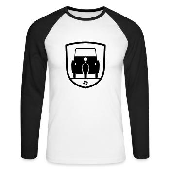 Krause Duo Brandis Emblem (+ votre texte) - T-shirt baseball manches longues Homme - blanc/noir - Devant - Nik (191cm)