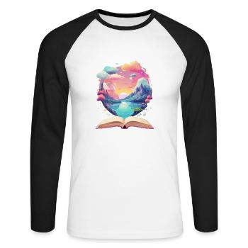 Enchanting Books Worlds - Unisex Long Sleeve Baseball T-Shirt - white/black - Front - Nik (191cm)