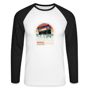 Limited Edition 1940 84th Anniversary - Unisex Long Sleeve Baseball T-Shirt - white/black - Front - Nik (191cm)
