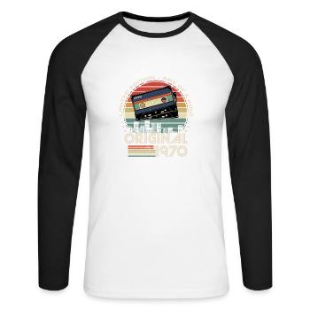 édition limitée 1970 54e anniversaire - T-shirt baseball manches longues Homme - blanc/noir - Devant - Nik (191cm)