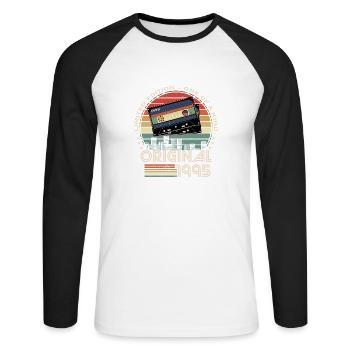Limitierte Auflage 1995 29-jähriges Jubiläum - Unisex Baseballshirt langarm - Weiß/Schwarz - Vorne - Nik (191cm)