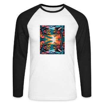 Papier découpé - T-shirt baseball manches longues Homme - blanc/noir - Devant - Nik (191cm)
