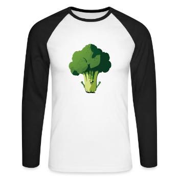 Bubatz - Legalize it - Brokkoli - Unisex Baseballshirt langarm - Weiß/Schwarz - Vorne - Nik (191cm)