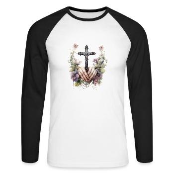 jesus bibel christliche religion christliches kreuz christlich - Unisex Baseballshirt langarm - Weiß/Schwarz - Vorne - Nik (191cm)